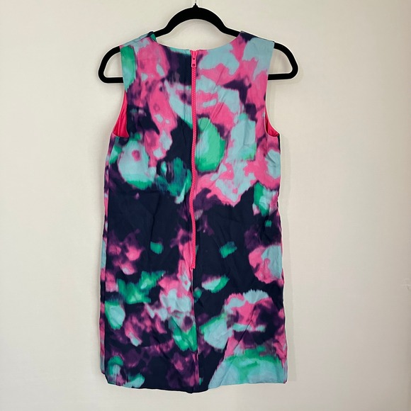 Kate Spade Sleeveless Dress Tye Dye Watercolor Print V Neck Back Zip Size 8 - Picture 4 of 12
